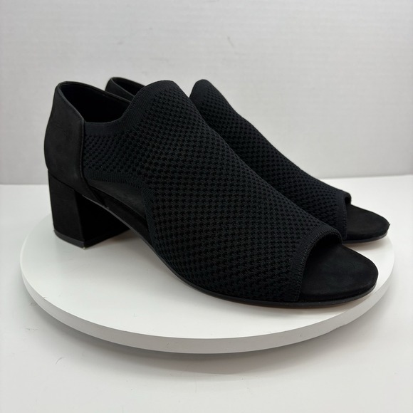 Eileen Fisher Shoes - Eileen Fisher Women's Size 10 Black Ferris Knit Peep Toe Block Heel‎ Sandals